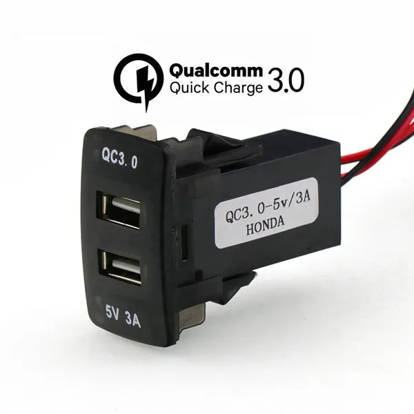 Автомобильное зарядное устройство USB с двумя портами usb и быстрой зарядкой QC 3,0 для смартфонов для Honda civic CR-V