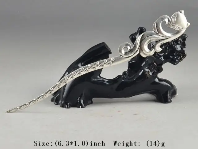 Китайская Посеребренная ручная работа огненная старая шпилька для волос