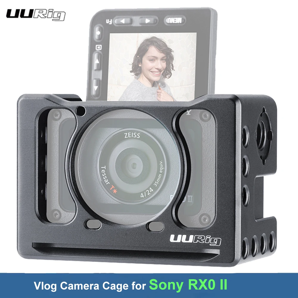 UURig клетка для камеры Sony RX0 II VlogMetal защитный держатель с холодным башмаком 1/4 3/8