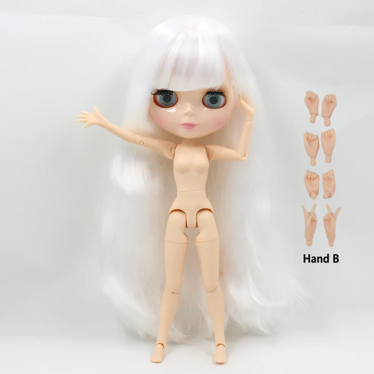 doll with hand B Ледяная фабрика blyth кукла длинные белые волосы соединение тела bjd натуральная кожа 1/6 игрушка 30 см - Цвет: doll with hand B