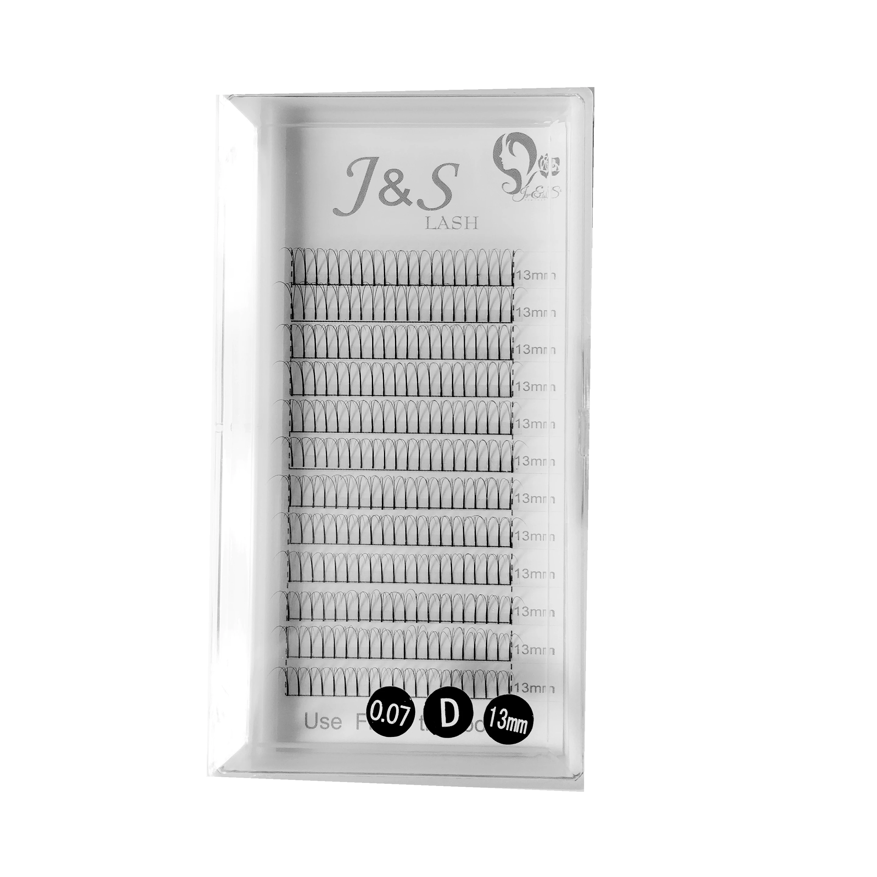 J& S 5 лотков/lot Мягкая наращивания ресниц deluxe ресницы 3D 0.07 мм Flase объем ресниц вентиляторы c D Curl со стразами белая коробка