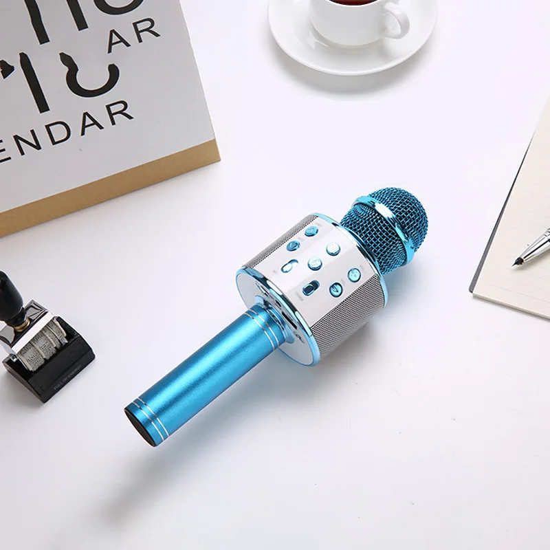 blue Профессиональный беспроводной караоке микрофон KTV динамик портативный Bluetooth мобильный телефон микрофон пой песня Поддержка Android IOS TF карта - Цвет: blue