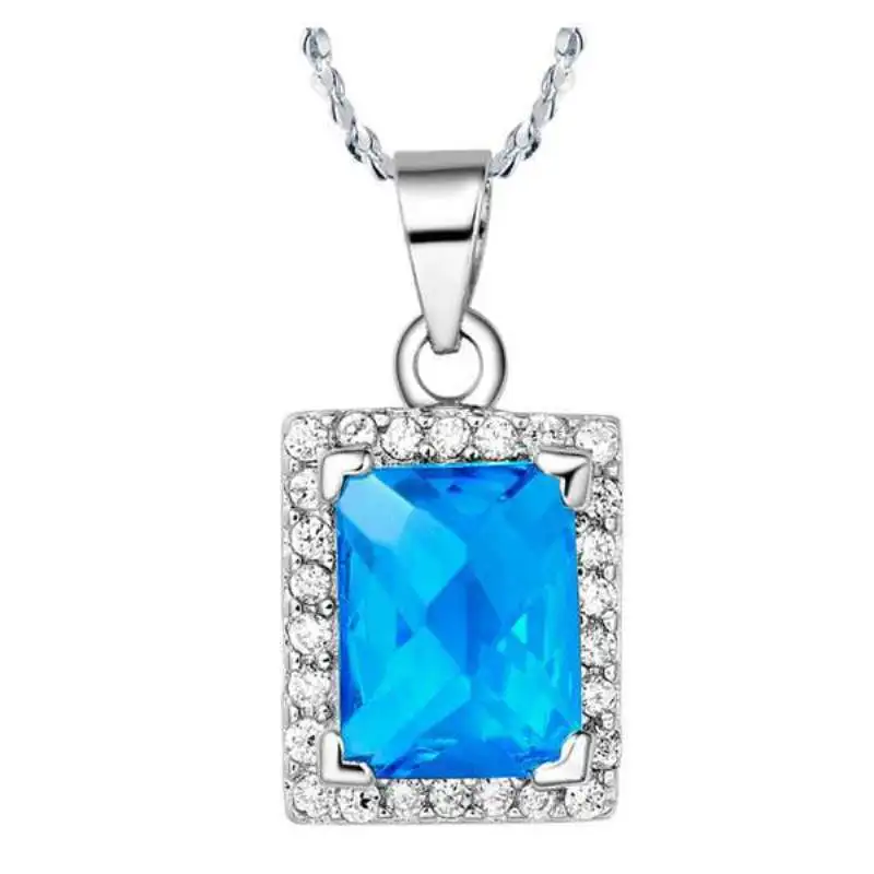 

925 Sterling Silver Square Pendant Natural Mystical Fire Rainbow AAA Zircon Pendant Fashion Vintage Brand New Jewelry