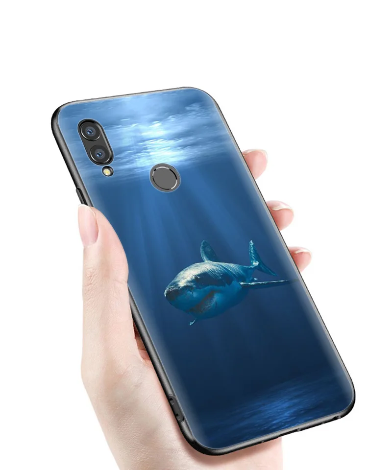 Черный силиконовый чехол для huawei P30 P20 P10 mate 20 10 Lite Pro Nova 4 4E 3E P Smart Plus в виде ракушки Океанский КИТ акулы