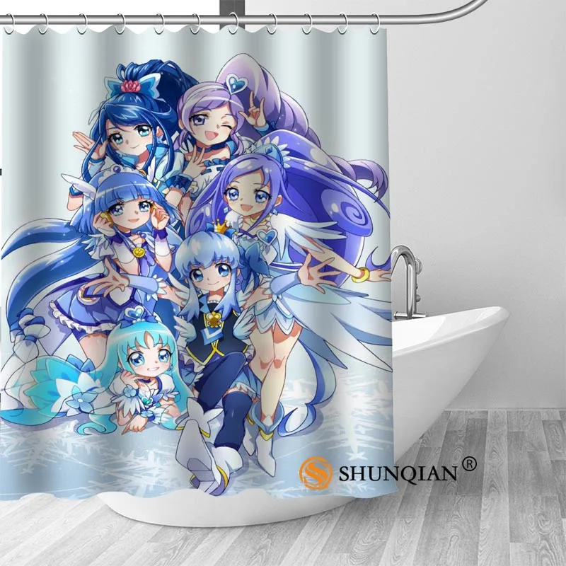 Пользовательские Улыбка Precure аниме Современный Душ Шторы Ванная комната Водонепроницаемый Полиэстеровая печать на ткани Ванная комната занавес с крюком - Цвет: Shower Curtain