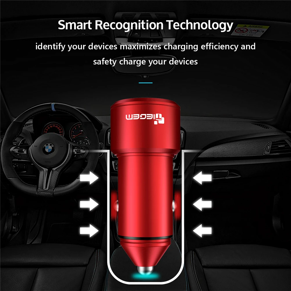 TIEGEM Dual USB Автомобильное зарядное устройство Quick Charge 2,0 3,0 мобильный телефон автомобильное зарядное устройство адаптер для iPhone 7 samsung Xiaomi автомобильное зарядное устройство для телефона