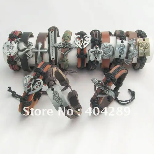 Оптовые 12 шт Ассорти ручной работы кожаные и пеньковые серферные браслеты