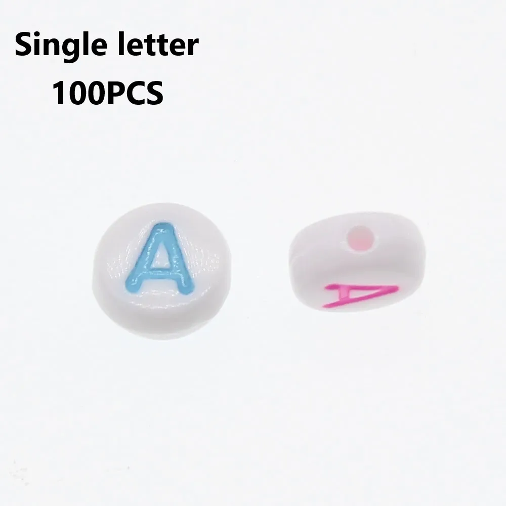 

CHONGAI 500 шт акриловые бусины с буквенным принтом, один алфавит, разноцветные Круглые бусины для браслетов и ювелирных украшений, 4*7 мм