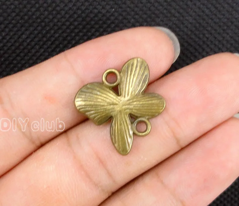 50pcs-старинный Серебряный/Бронзовый четырехлистный Соединитель с цветочным