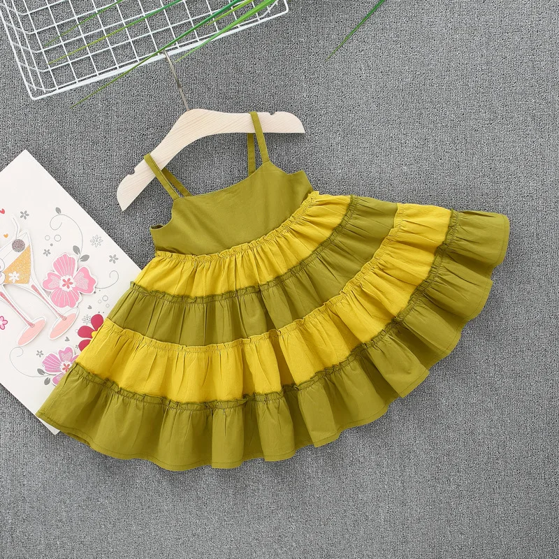 Жилет Хлопковое лоскутное платье с оборками для девочек Летнее Детское | Детская