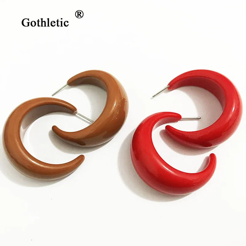 Серьги кольца Gothletic коричневые/красные 35 мм серьги из смолы для женщин модные