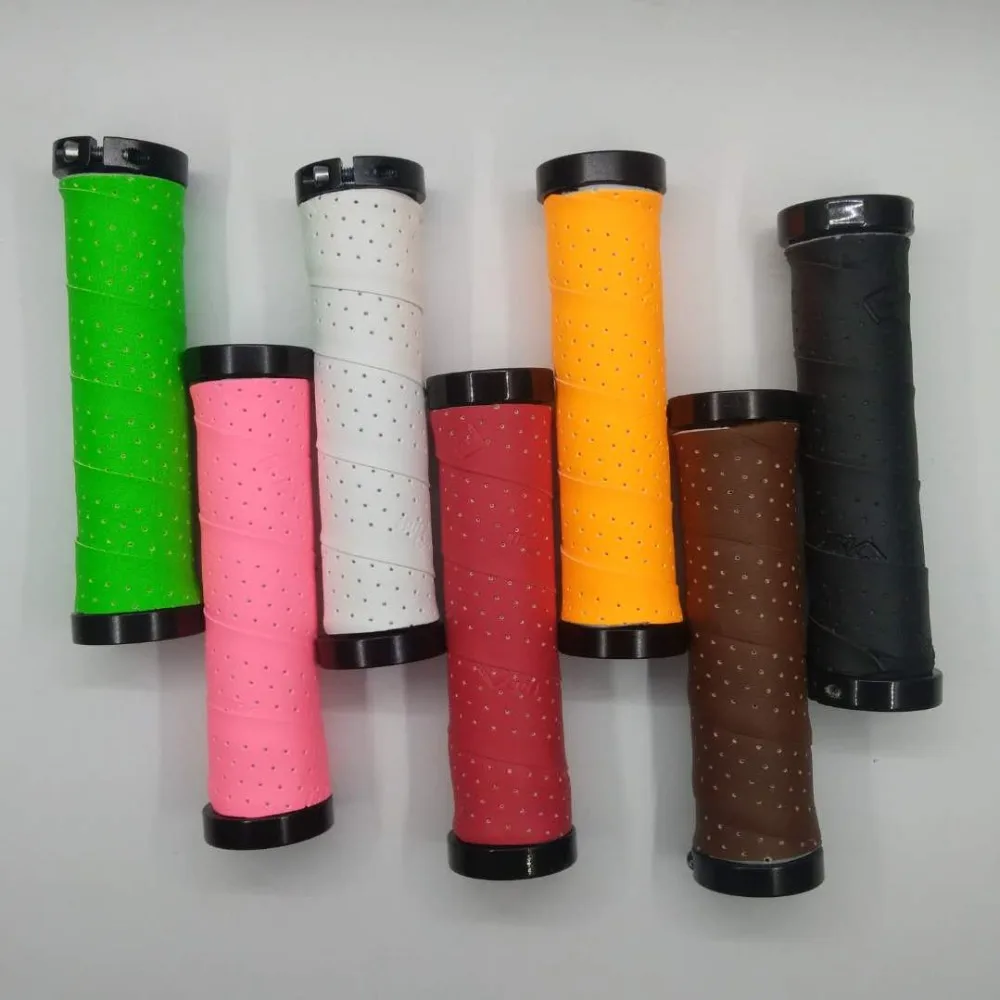 2019 NEW Unisex leather + PU silicone bicycle grip ultra light 96G road mountain MTB DH/FR/XC riding handle Cheap Colorful | Спорт и