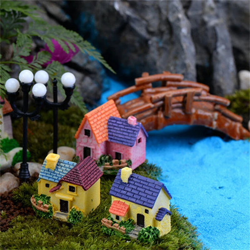 

Mini Resin House Miniature House Fairy Garden Micro Landscape Home Garden Decoration Resin Crafts Ornament New Arrive