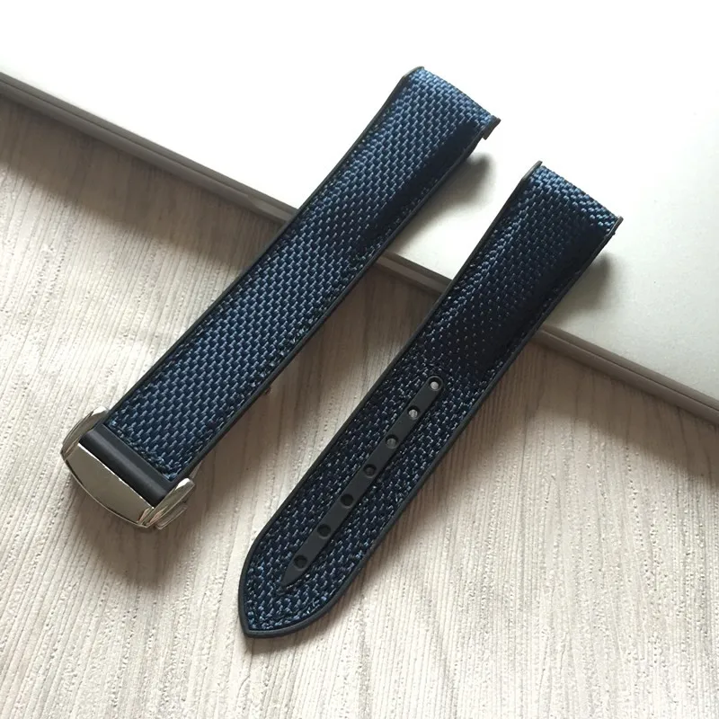 blue 2 silver clasp MERJUST 20 22 мм резиновый силиконовый с нейлоновой заменой ремешок для часов Ремешок для Омега планеты океана синий черный красный - Цвет ремешка: blue 2 silver clasp