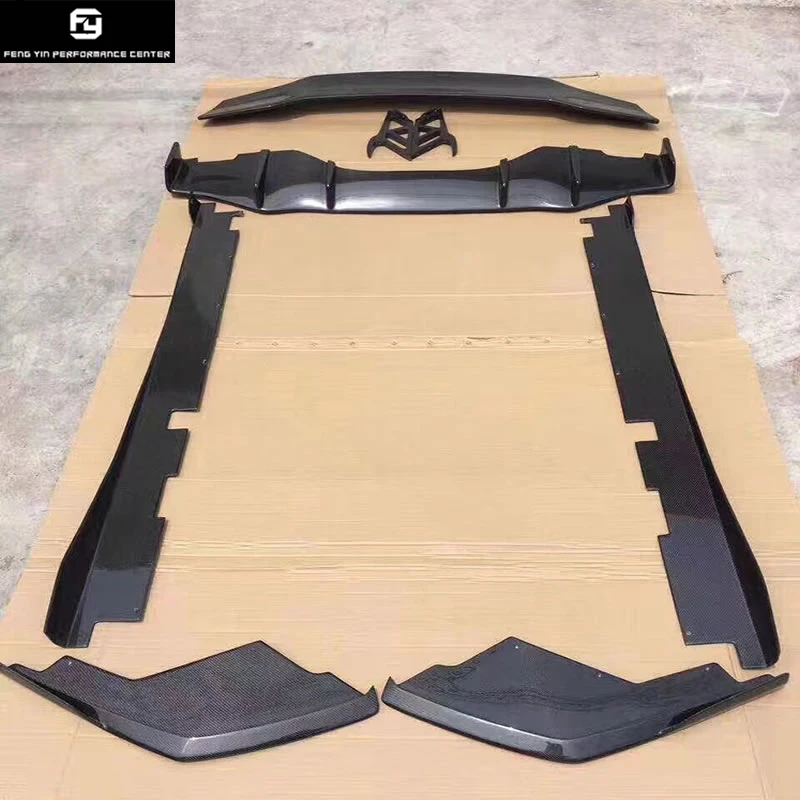 LP610 DMC Стиль углеродного волокна передний бампер сплиттеры задний диффузор боковые юбки задний спойлер для Lamborghini Huracan LP610 14-17