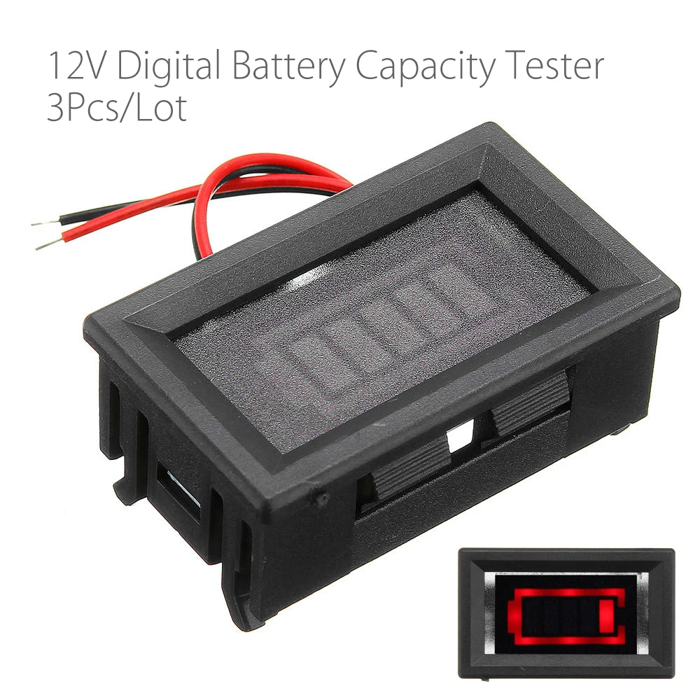 

3pcs/Lot 12V Lead-acid Battery Capacity Indicator Power Measurement Instrument Tester With LED Display For Arduino