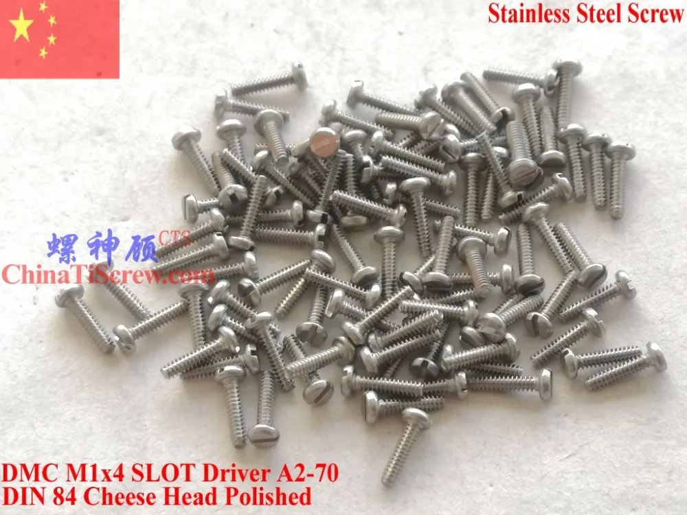 

DIN 84 stainless steel Screws M1x4 Cheese Head SLOT driver A2-70 ROHS Polished 100 pcs