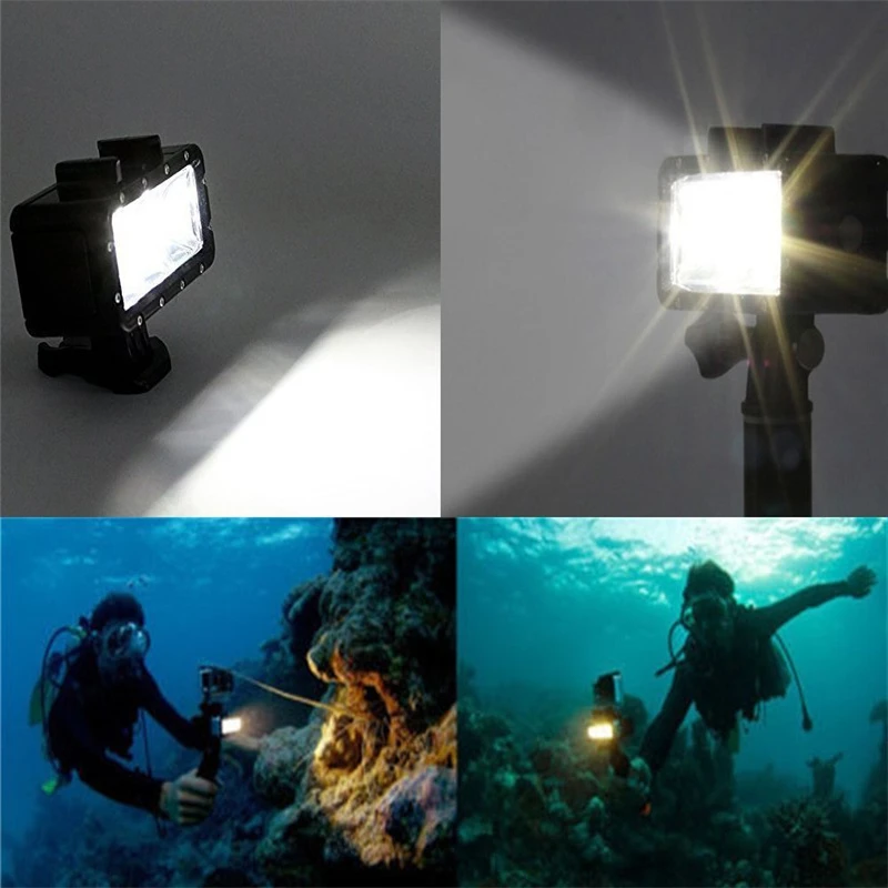 LED Flash Light 30m Waterproof Underwater Fill Lamp Diving Video Lights Mount For GoPro SJCAM SJ4000 H9 H9R xiaomi yi OR007 | Электроника