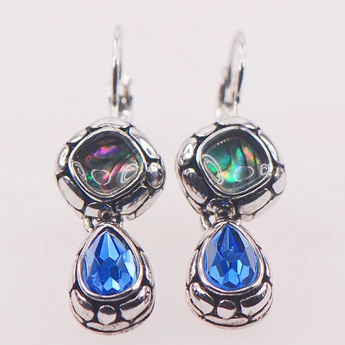 Серьги из серебра с голубыми кристаллами циркона в виде морской звезды TE409 |