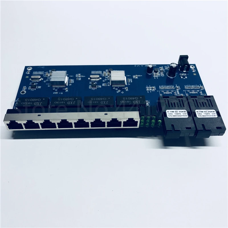 10/100/1000 м гигабитный Ethernet коммутатор Ethernet волоконно-оптический медиаконвертер одномодовый 8 RJ45 UTP и 2 SC волоконный порт платы PCB