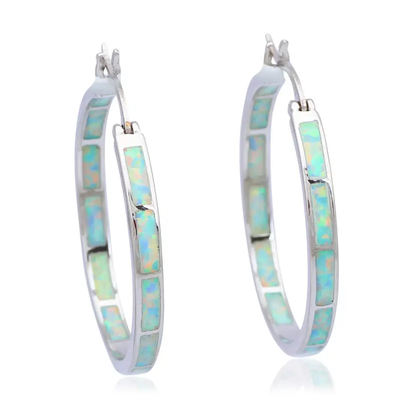 Популярные Стиль большой круглый Серьги оптом и в розницу Белый огненный опал