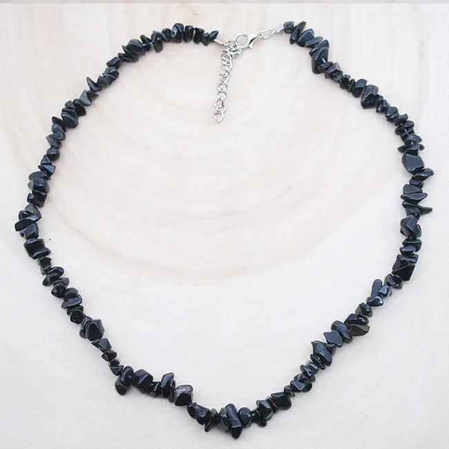 Black Stone Простые натуральные драгоценные камни, бусы, ожерелья для женщин, нестандартные самородки, настоящие аметисты, авантюрин, лазурит, колье, ожерелья - Окраска металла: Black Stone