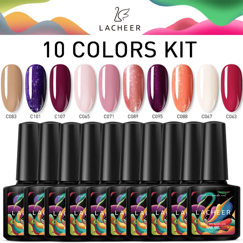 Lacheer UV Nail Gel Polish Set Need Led Lamp Hybrid Varnish Semi Permanent Lacquer Kits Long Lasting | Красота и здоровье