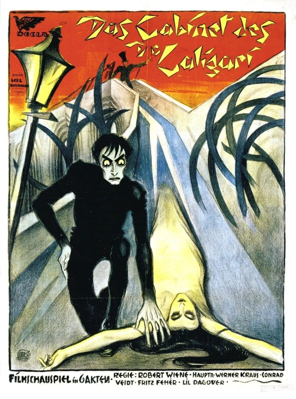

Кабинета DR. CALIGARI фильм Шелковый плакат декоративной живописи 24x36inch