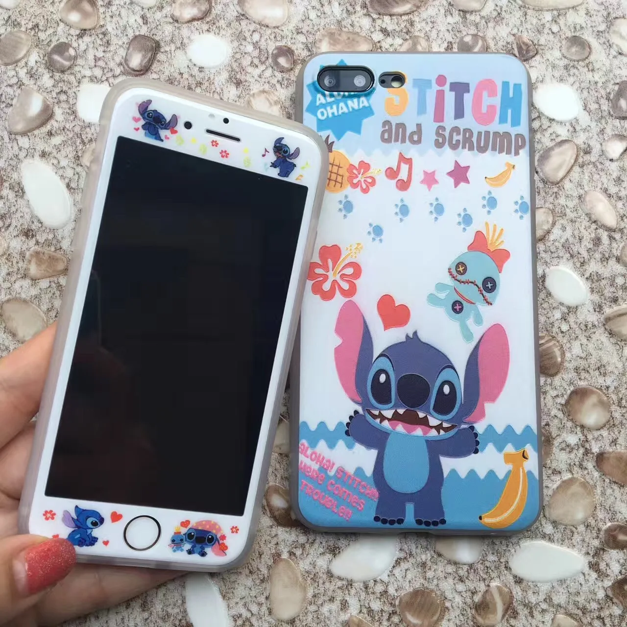 Мягкий чехол для телефона из ТПУ+ жесткого ПК для iphone 7 6 6 S 6 Plus 8 plus+ Защитная пленка для экрана 3D закаленное стекло стежка узор
