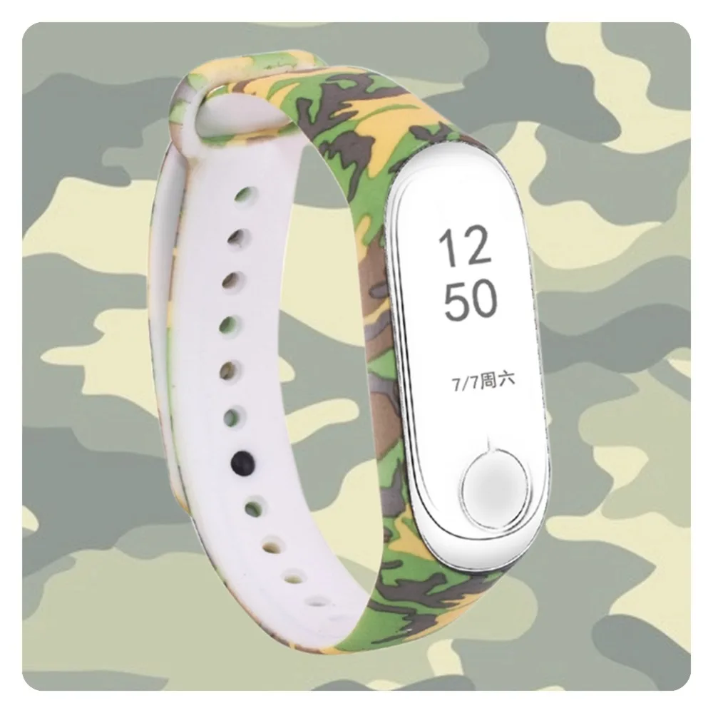 Цветной ремешок для mi band 3, аксессуары для mi band 3, сменный Камуфляжный силиконовый ремешок для xiaomi mi 3, умные браслеты