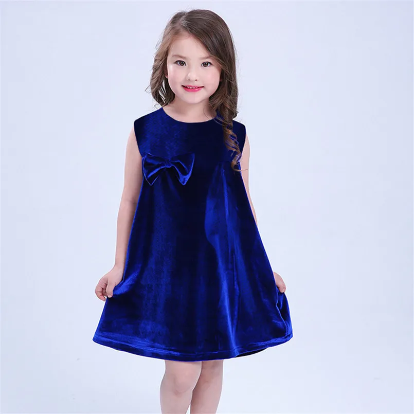 Baby girls dress spring summer new baby velvet sleeveless cotton soft children's clothing with big bow 12m-4yrs | Детская одежда и