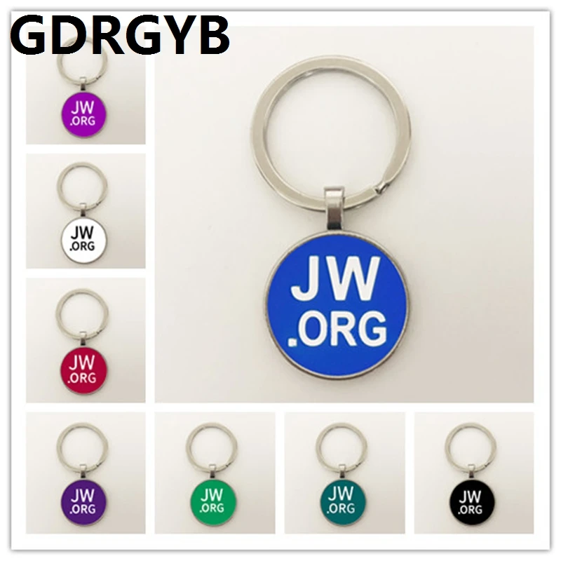 GDRGYB Тепло 2019 JW.ORG Обаяние свидетелей Иеговы Значок-ключница Держатель из стекла Многоцветное изображение письма ювелирных изделий.