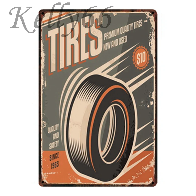 

[ Kelly66 ]Metal Sign TIRES Tin Poster Home Decor Bar Wall Art Painting 20*30 CM Size y-1592