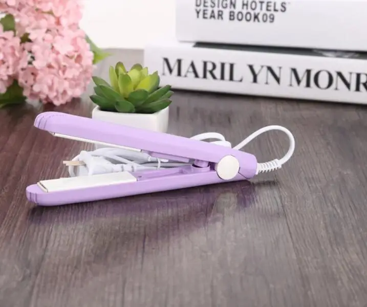 1 piece purple iron 1 шт., новинка, мини выпрямитель для волос, Керамический выпрямитель, гофрированный утюжок для завивки волос, инструменты для укладки волос с адаптером ЕС - Цвет: 1 piece purple iron