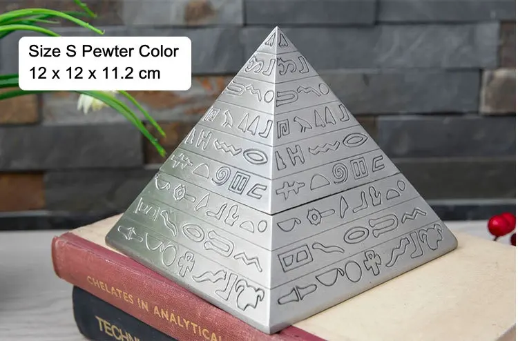 Small Size Petwer 2 размера старинная египетская металлическая пепельница в форме пирамиды, винтажное украшение для дома, египетское искусство, подарок для мужчин, декор стола в комнате - Цвет: Small Size Petwer
