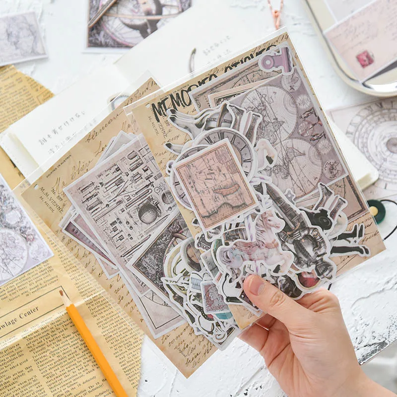 

Black White Retro Diary Sticker Paper Sticker Bag Medieval Handbill Sticker
