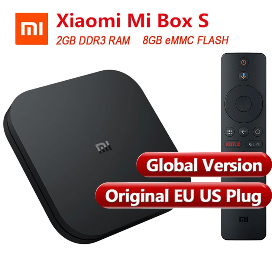 Xiaomi Mi Box S Smart TV 4 Android 8 1 4K четырехъядерный процессор 2 ГБ HDMI 4G 5 8G WiFi Bluetooth