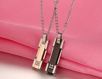 top quality fashion jewelry zircon couple necklace pendants women men chain trendy pendant