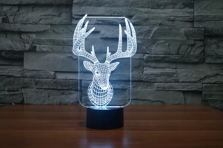 3D wapiti олень Рождественский подарок ребенок USB LED украшение ночник Светодиодная