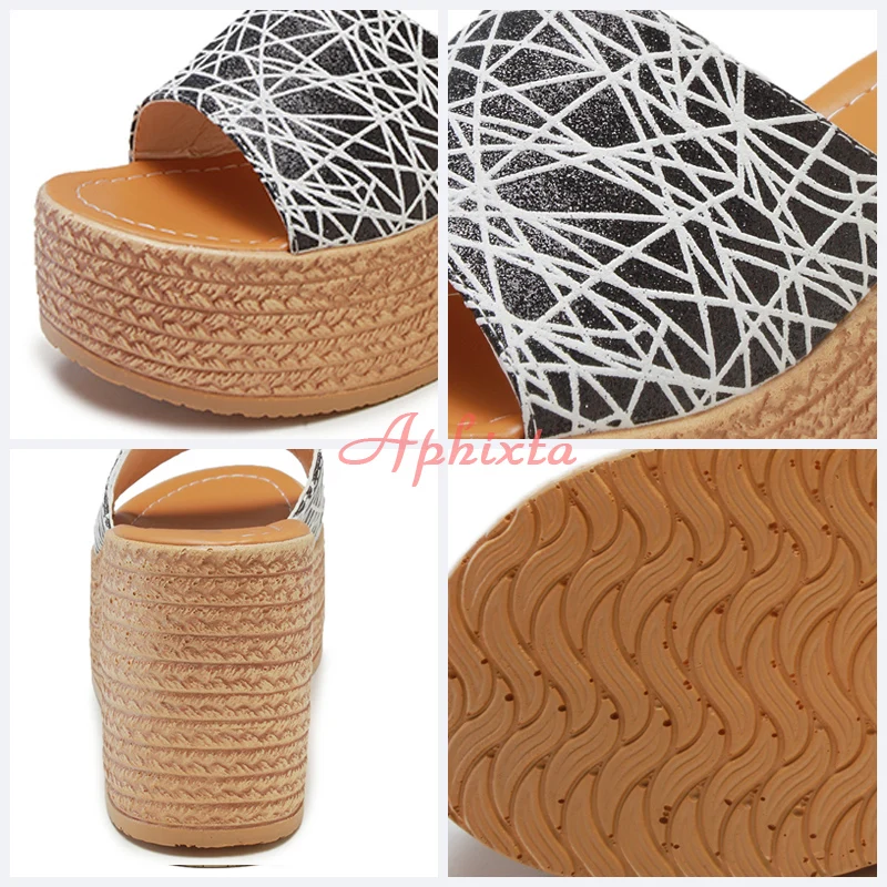 Aphixta/Женская обувь на платформе шлепанцы танкетке пляжные высокие женские летняя