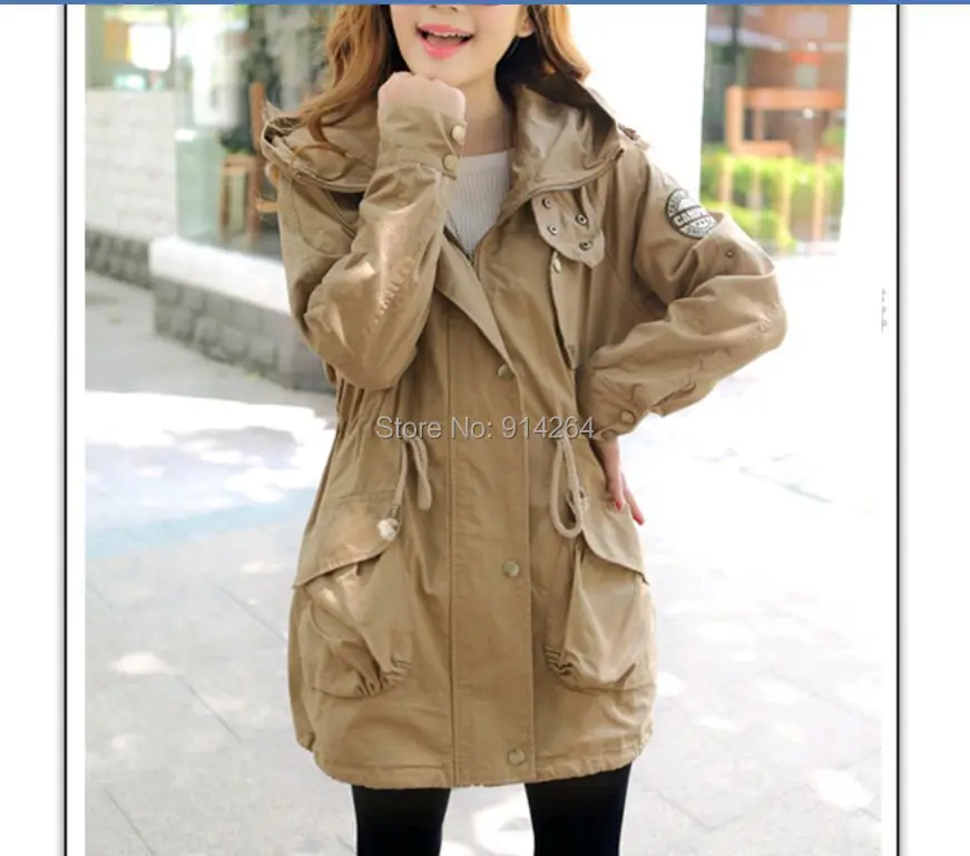 Women's Lightweight Military Army Green Parka Jacket Coat Hoodie (M/L/XL) Size | Женская одежда