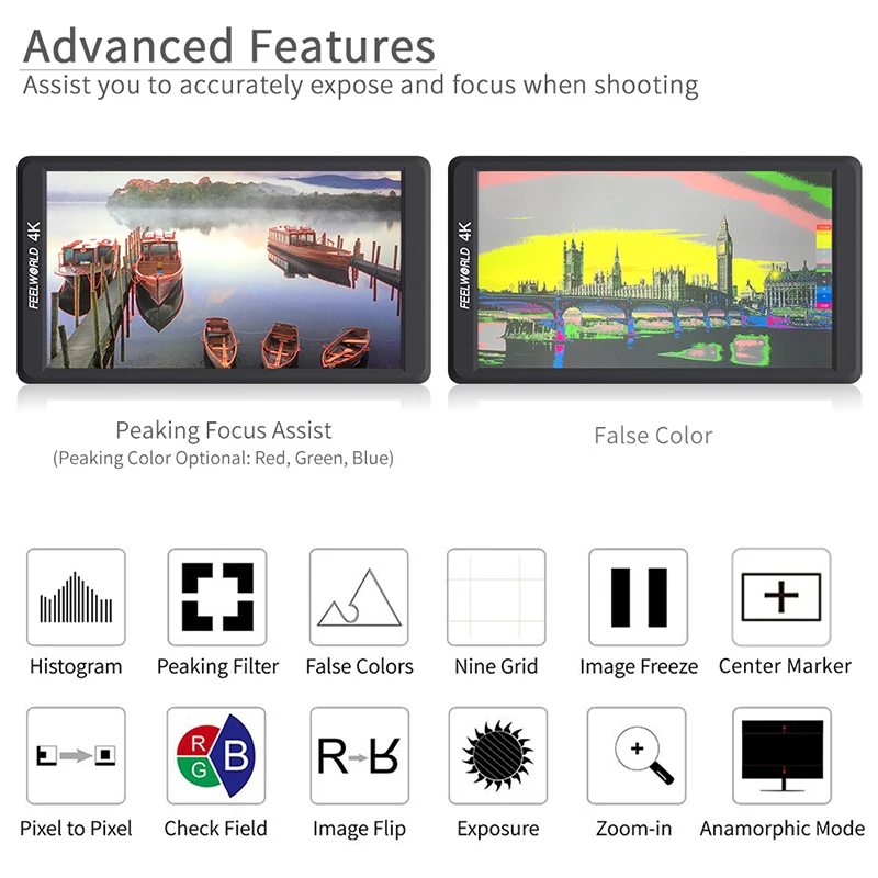 Feelworld F570 5 7-дюймовый полевой монитор для камеры DSLR маленький HD фокус видео помощь