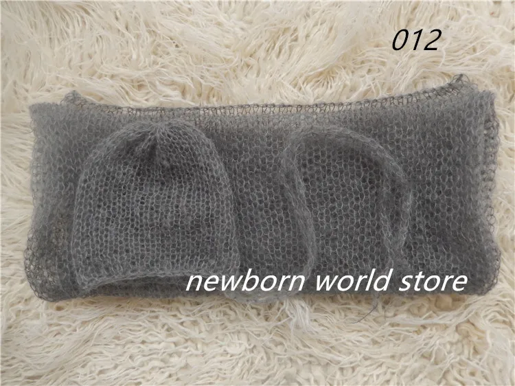 Реквизит для фотосъемки новорожденных, мохеровая шапочка и упаковка(комплекты), подарок для ребенка, реквизит для фотосъемки, аксессуары для малышей - Цвет: 012