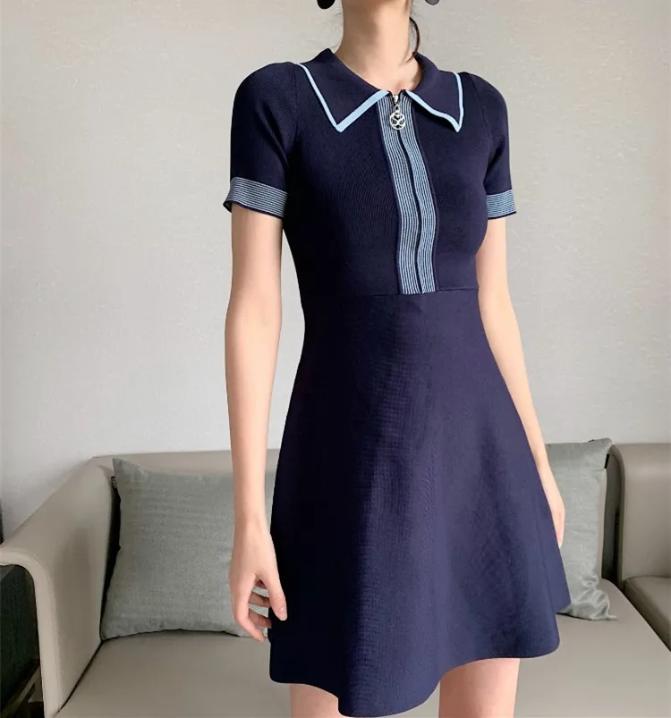 ALPHALMODA Новое модное трикотажное платье без застежки с высокой талией, женское повседневное летнее платье трапециевидной формы с коротким рукавом
