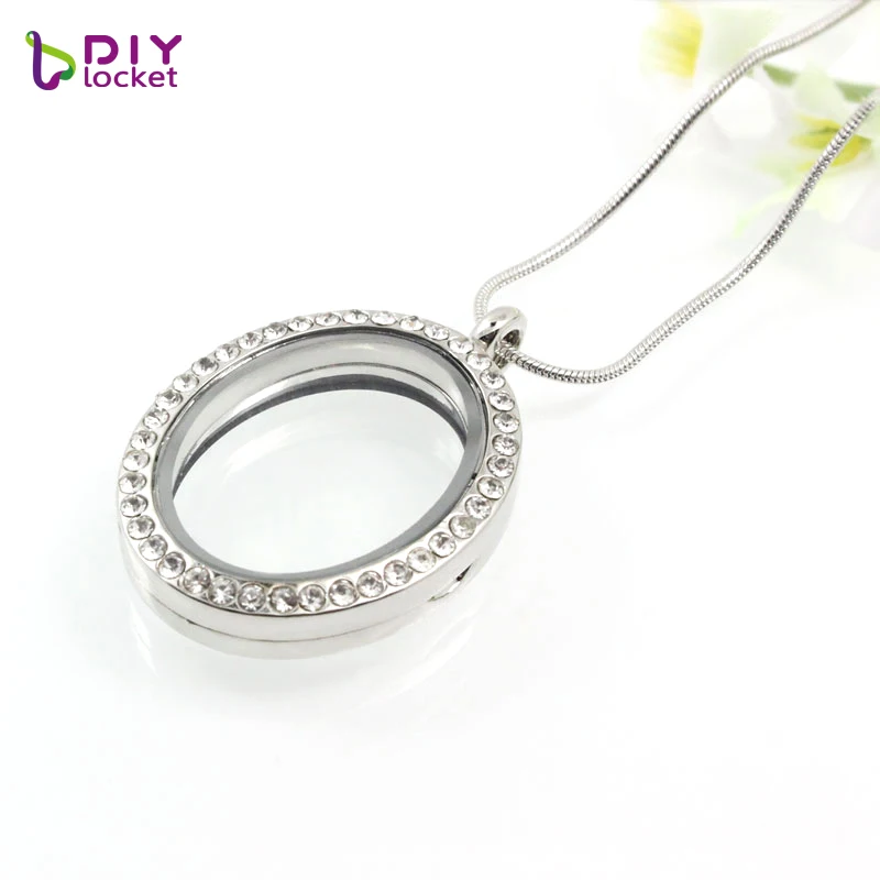 Diylocket овальная форма яйца магнитное стекло плавающий Карм Lcket полностью Стразы 3