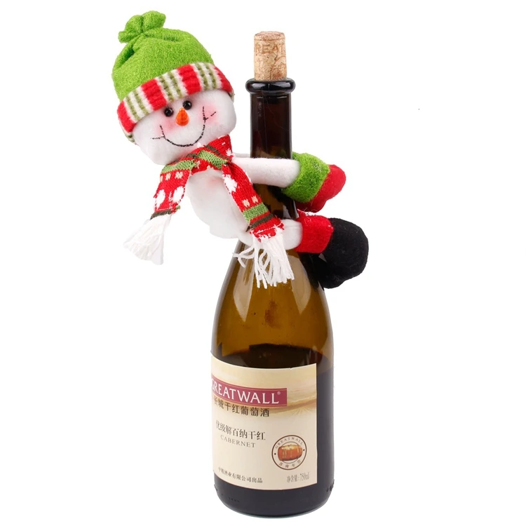 Snowman Small FENGRISE, Рождественская Крышка для бутылки вина Noel, украшения, рождественский подарок,, шапка Санта Клауса, крышка для бутылки, Рождественский Декор - Цвет: Snowman Small