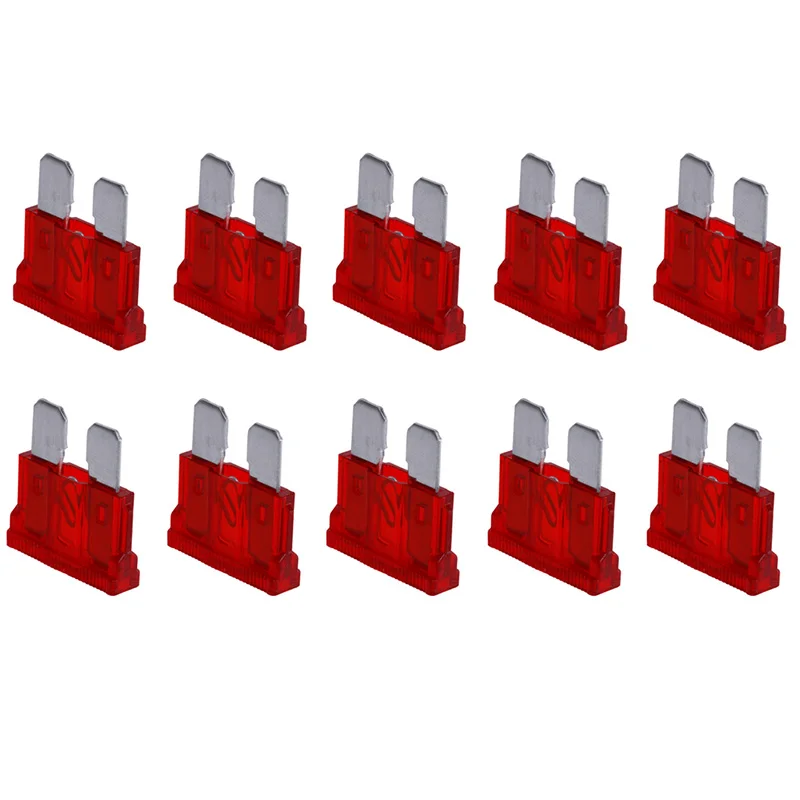 10Pcs 10AMP Blade Fuses Standard Red 10A Flat Fuse Car Bike Motorcycle Van Auto | Автомобили и мотоциклы