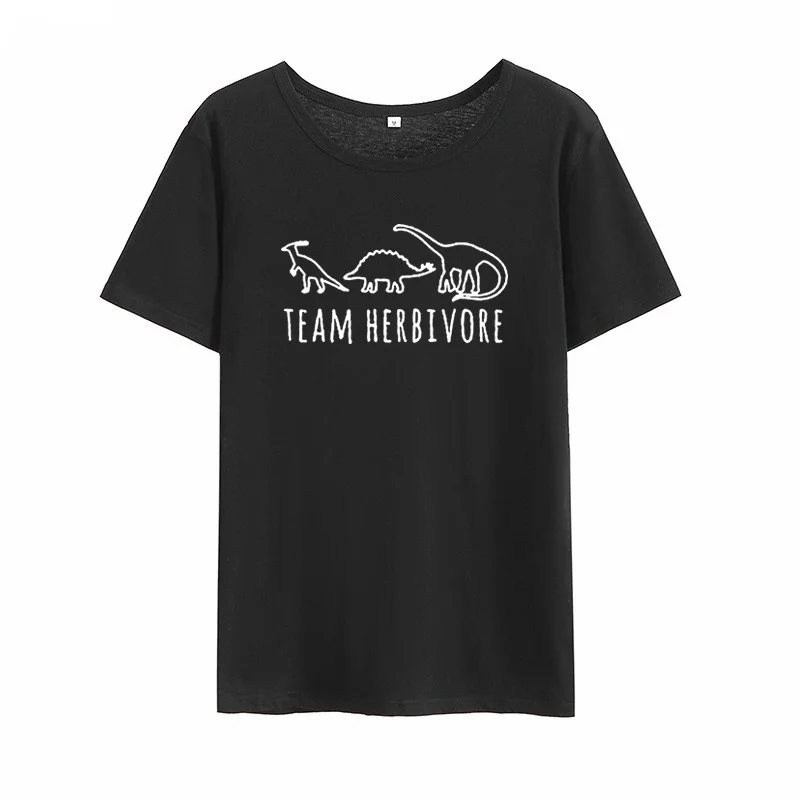 Женские футболки с принтом Team Herbivore черные и белые хипстерские лозунгом
