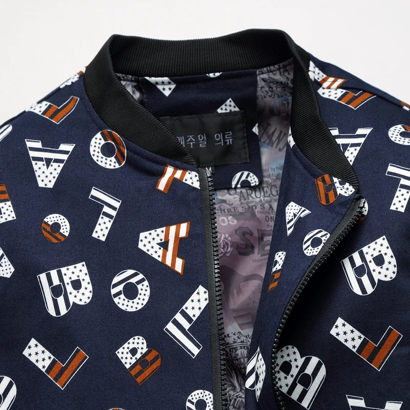 Мужская куртка с принтом букв весенне осенняя приталенная большого размера M 6XL