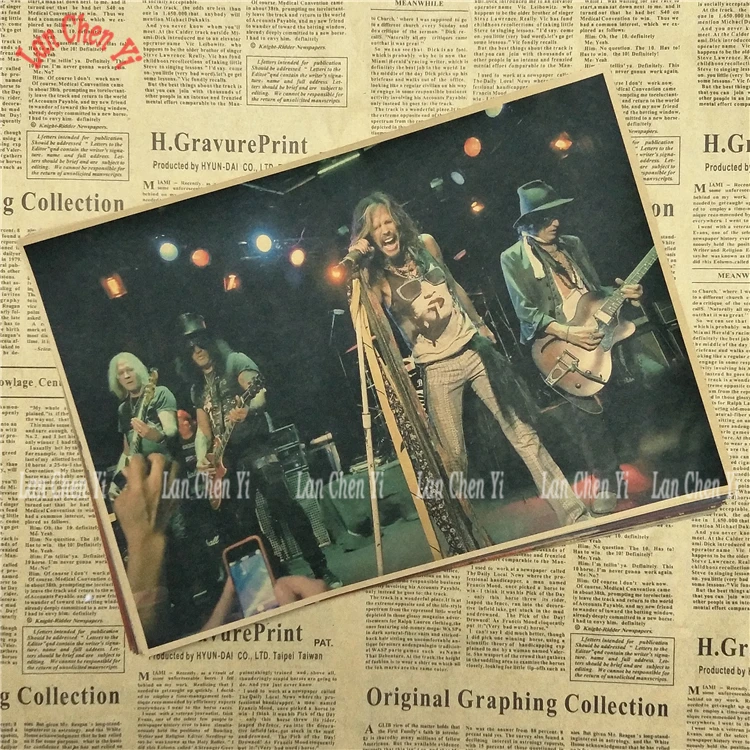 Постер Rock Band Aerosmith из матовой крафт бумаги Ностальгический плакат для офиса